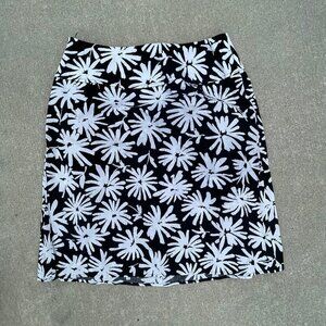 Talbot's Black WHite Floral Skirt Size 10